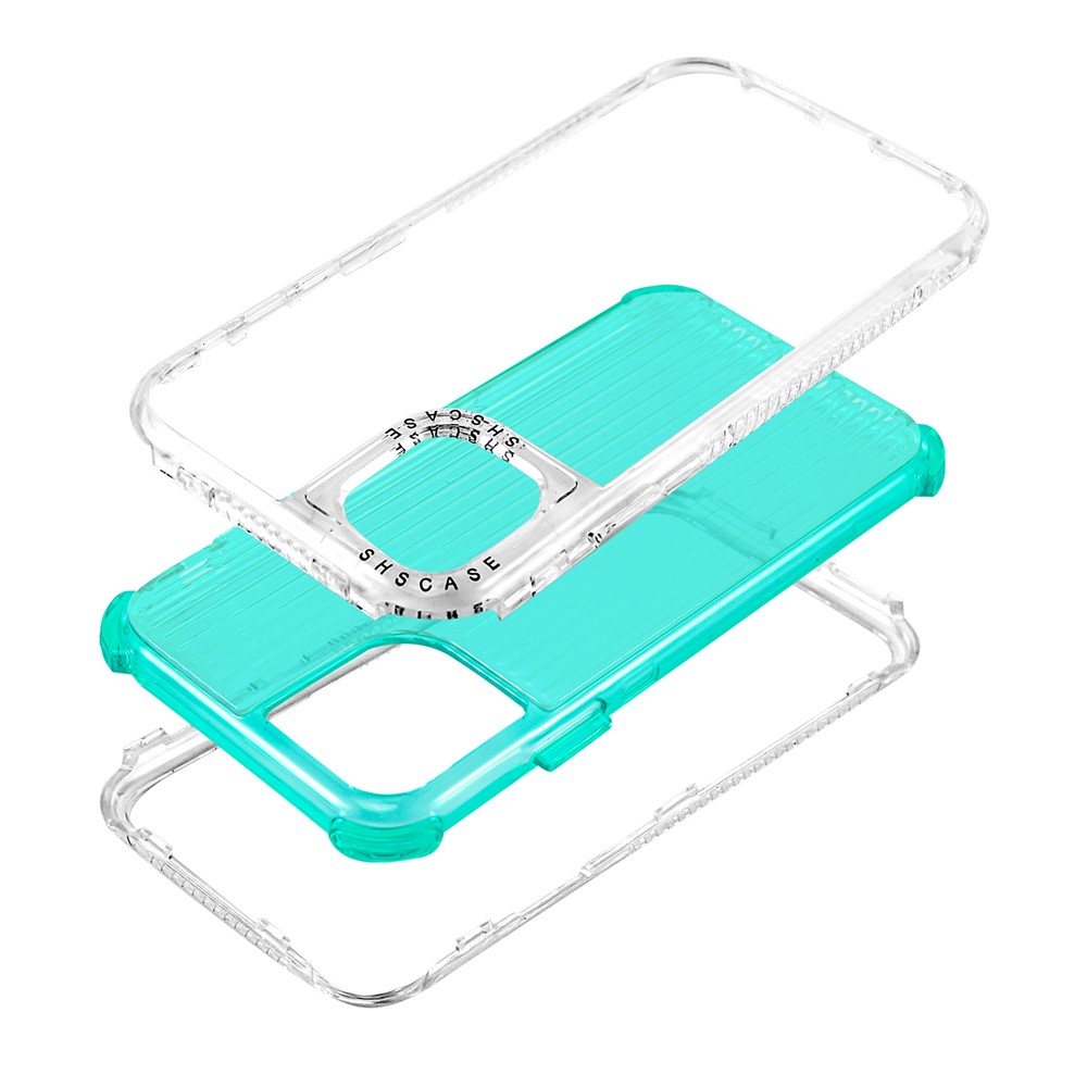 Transparent Lines Texture PC+TPU Hybrid Phone Protective Cases Cover for iPhone 12 - Yellow-3