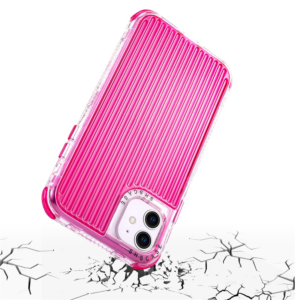 Transparent Lines Texture PC+TPU Hybrid Phone Protective Cases Cover for iPhone 12 - Yellow-4