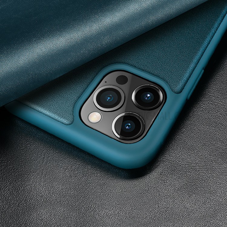 Funda Protectora De Cuero Anti-gota De Estilo Elegante Para IPhone 12 Pro Max - Verde Negruzco-4