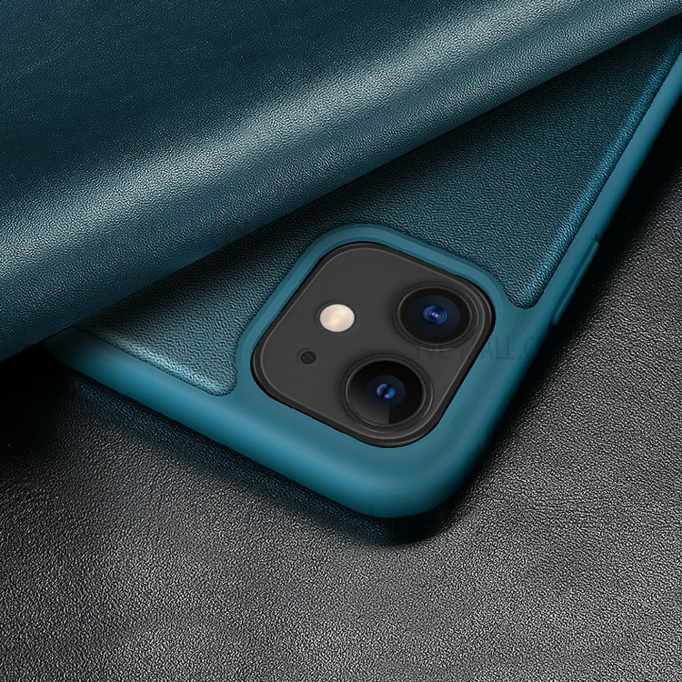 Funda De Cuero De Folio Anti-gota De Estilo Elegante Para IPhone 12 Mini Protección De Protección De Cuerpo Completo - Verde Negruzco-4