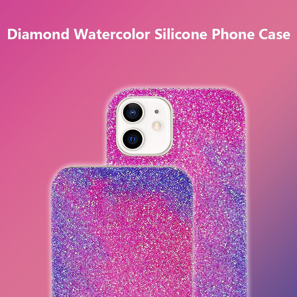 Étui De Silicone Doux D'aquarelle Diamant Élégant Pour IPhone 12/12 Pro - Zixia-7