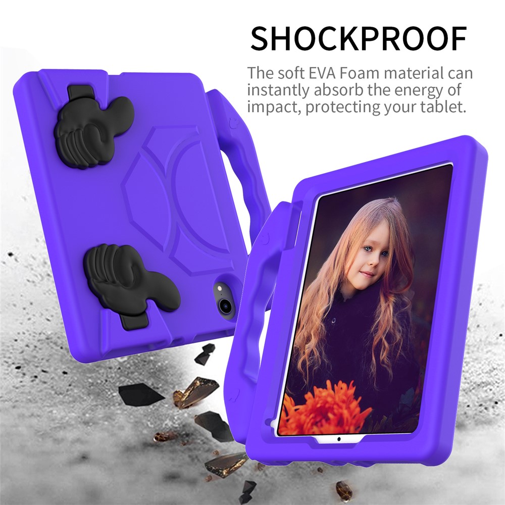 Foldable Thumb Kickstand Shockproof EVA Tablet Case with Handle for iPad mini 6 (2021) - Purple-3