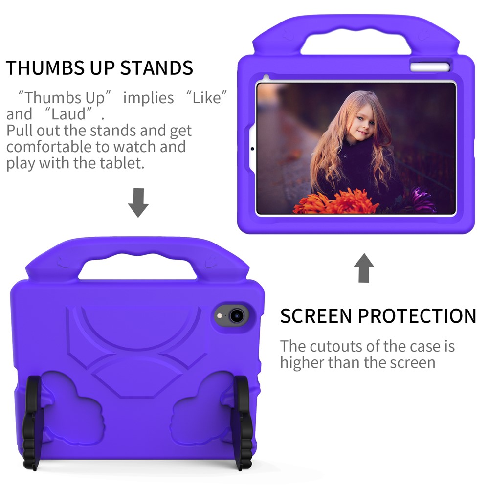 Foldable Thumb Kickstand Shockproof EVA Tablet Case with Handle for iPad mini 6 (2021) - Purple-4