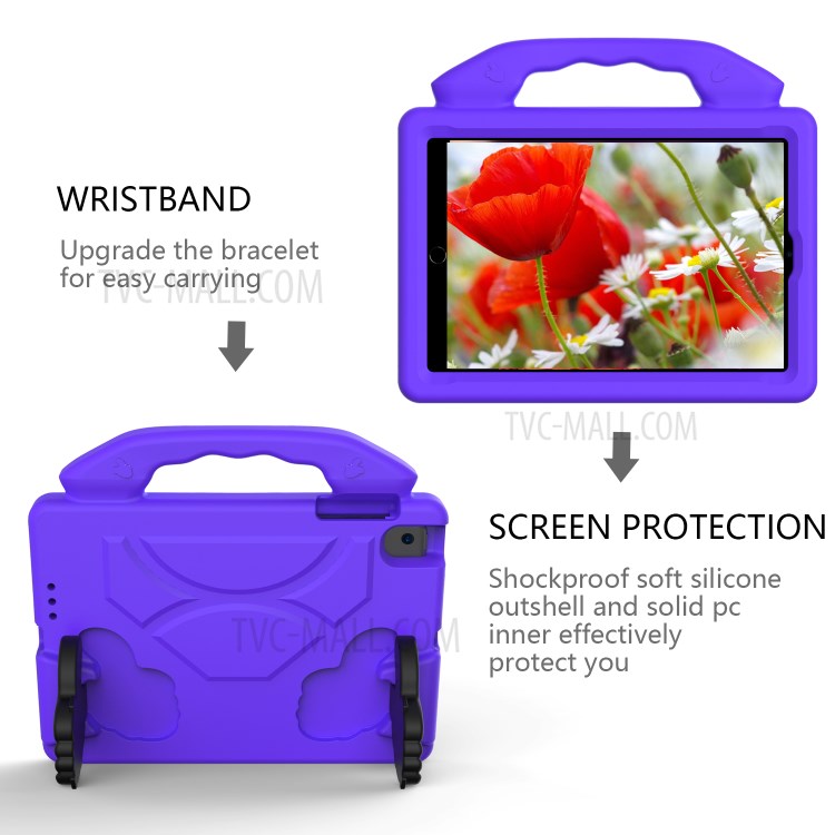 Foldable Thumb Kickstand Shockproof EVA Tablet Case with Handle for iPad mini 6 (2021) - Purple-6