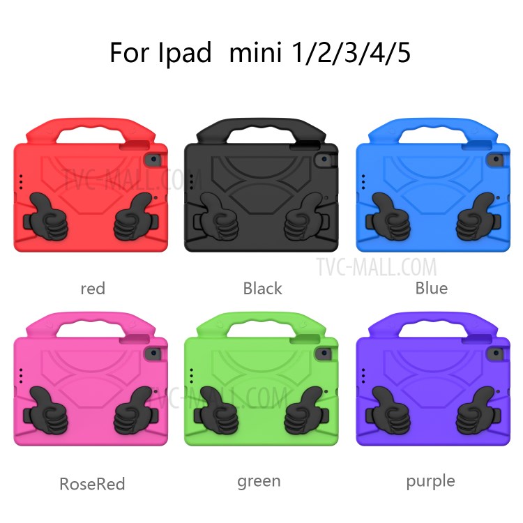Foldable Thumb Kickstand Shockproof EVA Tablet Case with Handle for iPad mini 6 (2021) - Purple-7