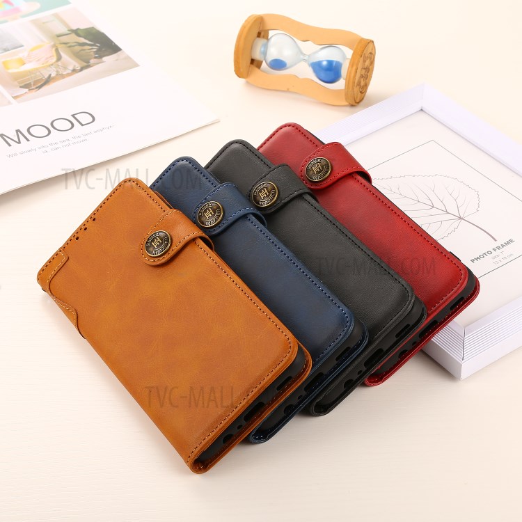 KHAZNEH Shockproof Leather Phone Case with Wallet Stand Handy Strap for iPhone 12 Pro Max - Blue-10