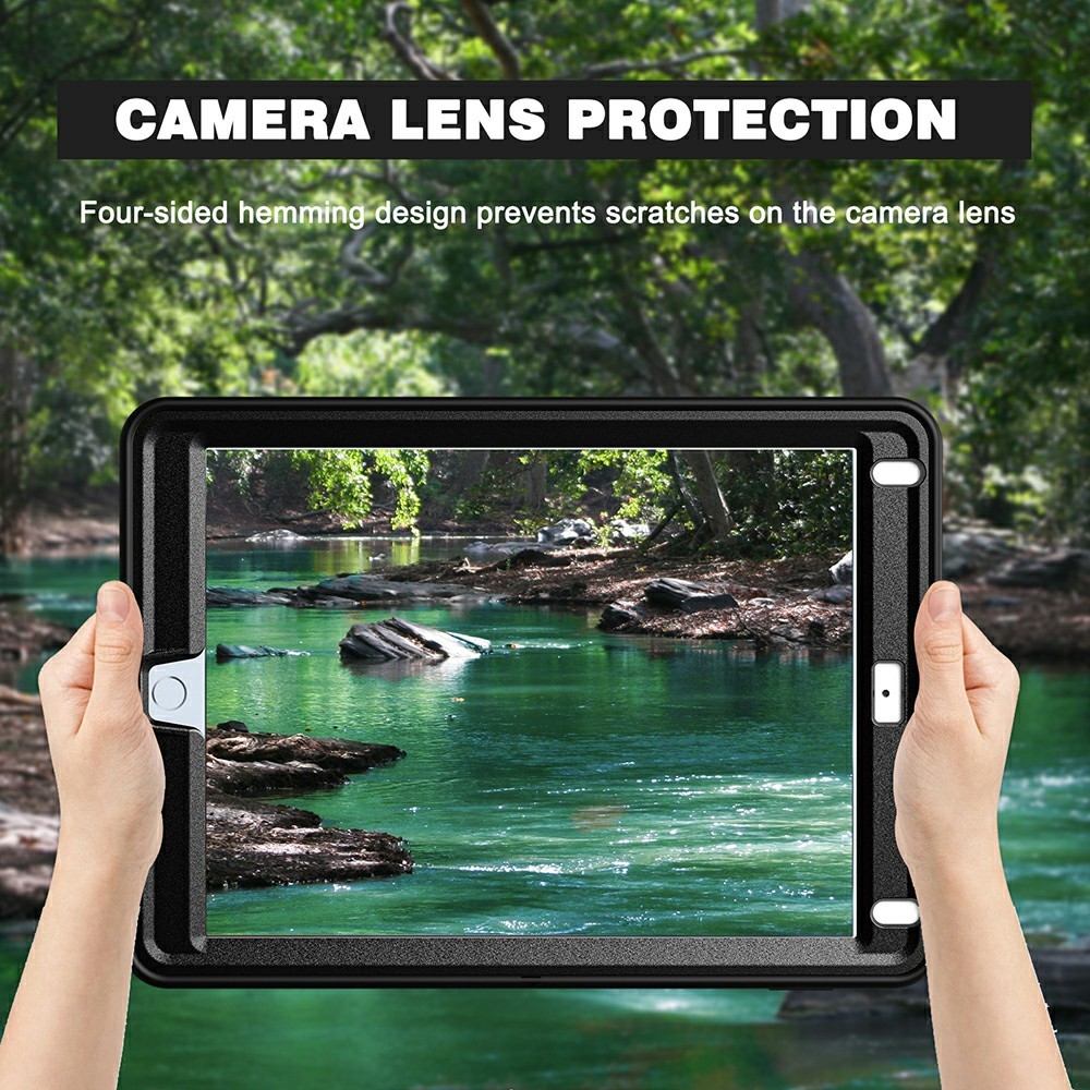 360 ° Schwenkschlag PC TPU Protector Case Mit Stiftschlitz Handgurt Für IPad 9,7 Zoll (2018) (2017) / Pro 9,7 Zoll (2016) / Air 2 / Air (2013) - Schwarz-10