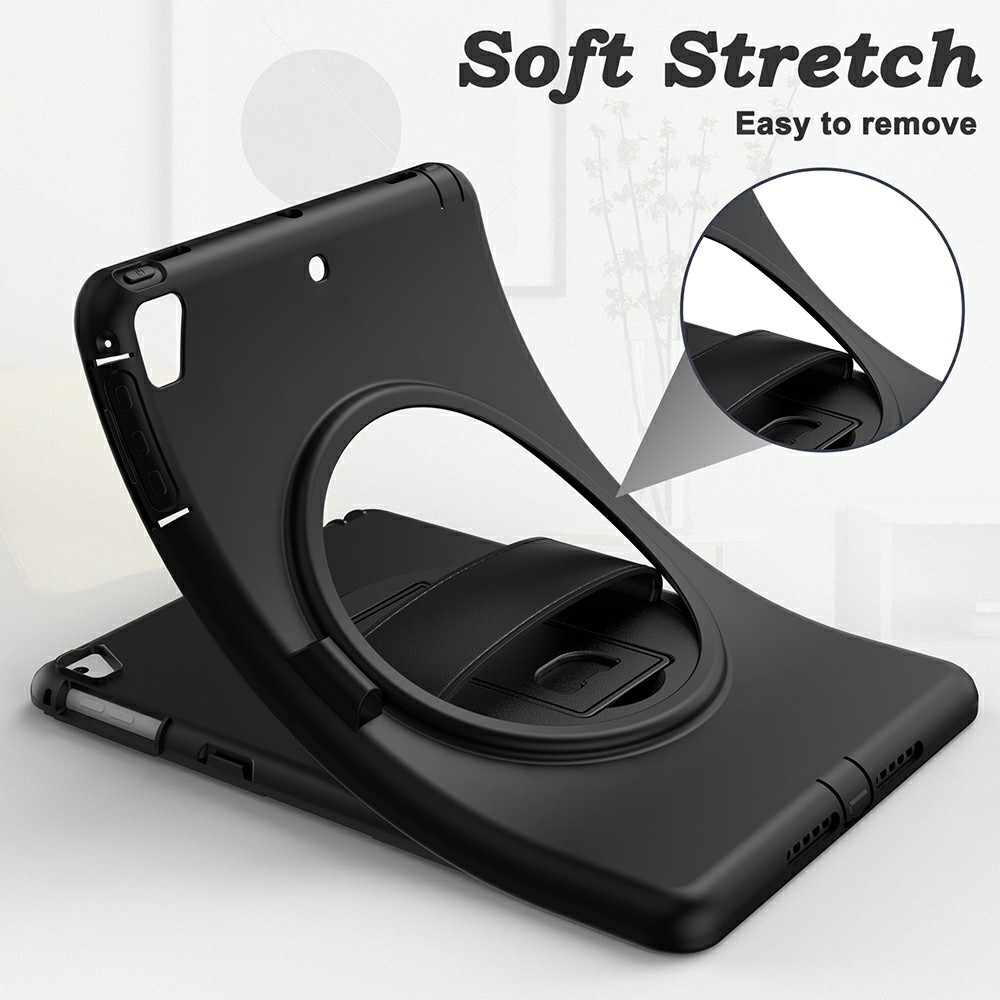 360 ° Schwenkschlag PC TPU Protector Case Mit Stiftschlitz Handgurt Für IPad 9,7 Zoll (2018) (2017) / Pro 9,7 Zoll (2016) / Air 2 / Air (2013) - Schwarz-13