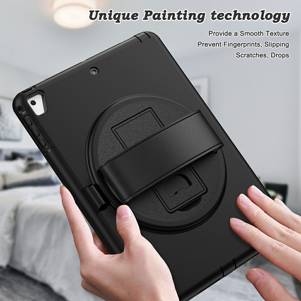 360 ° Schwenkschlag PC TPU Protector Case Mit Stiftschlitz Handgurt Für IPad 9,7 Zoll (2018) (2017) / Pro 9,7 Zoll (2016) / Air 2 / Air (2013) - Schwarz-14