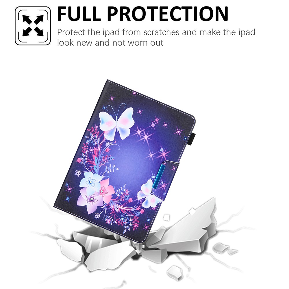 Cross Texture Pattern Printing Universal Leather Tablet Case for 8-inch Tablets - Butterfly and Flower-2