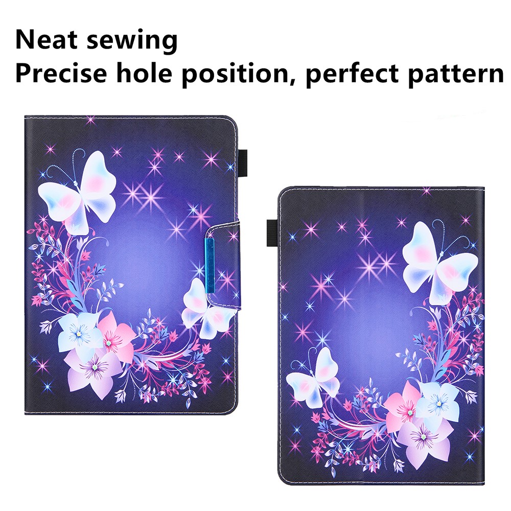 Cross Texture Pattern Printing Universal Leather Tablet Case for 8-inch Tablets - Butterfly and Flower-3