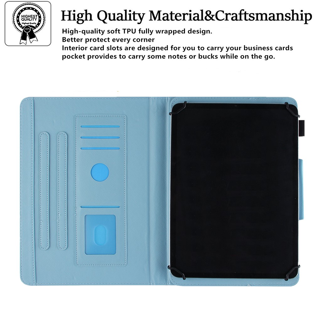 Cross Texture Pattern Printing Universal Leather Tablet Case for 8-inch Tablets - Butterfly and Flower-5