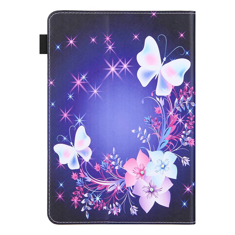 Cross Texture Pattern Printing Universal Leather Tablet Case for 8-inch Tablets - Butterfly and Flower-6