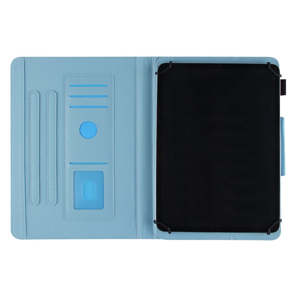 Cross Texture Pattern Printing Universal Leather Tablet Case for 8-inch Tablets - Butterfly and Flower-9