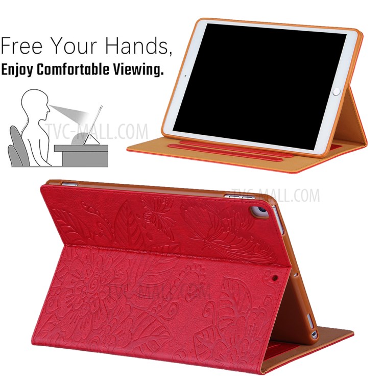 Pattern Imprinting Design Leather Tablet Protective Shell for iPad 10.2 (2019)/(2020)/Pro 10.5-inch (2017)/Air 10.5 inch (2019) - Red-4