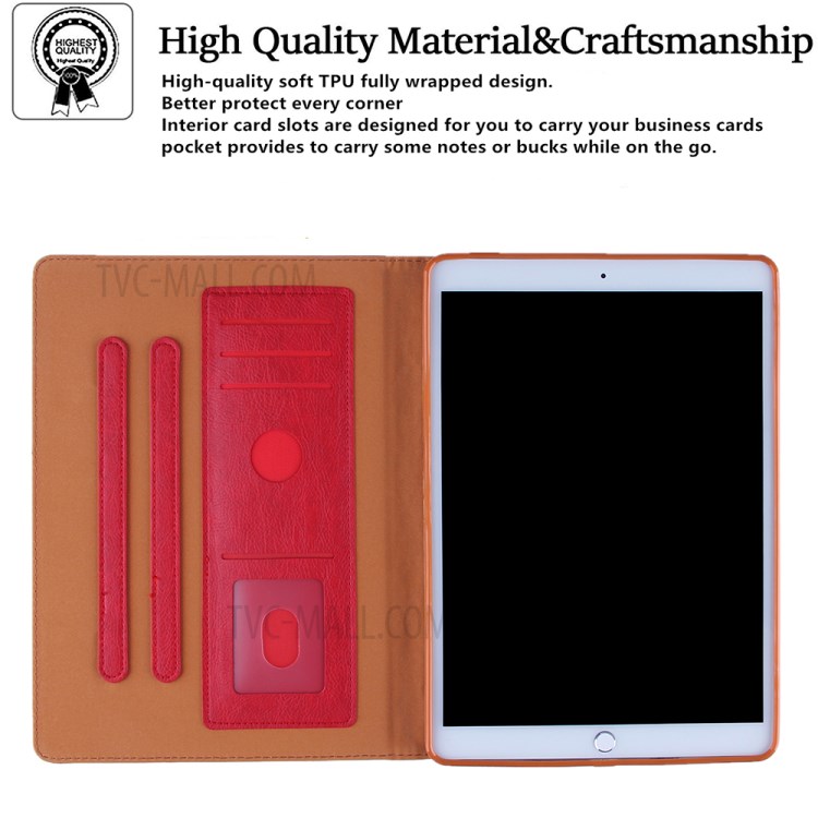 Pattern Imprinting Design Leather Tablet Protective Shell for iPad 10.2 (2019)/(2020)/Pro 10.5-inch (2017)/Air 10.5 inch (2019) - Red-5