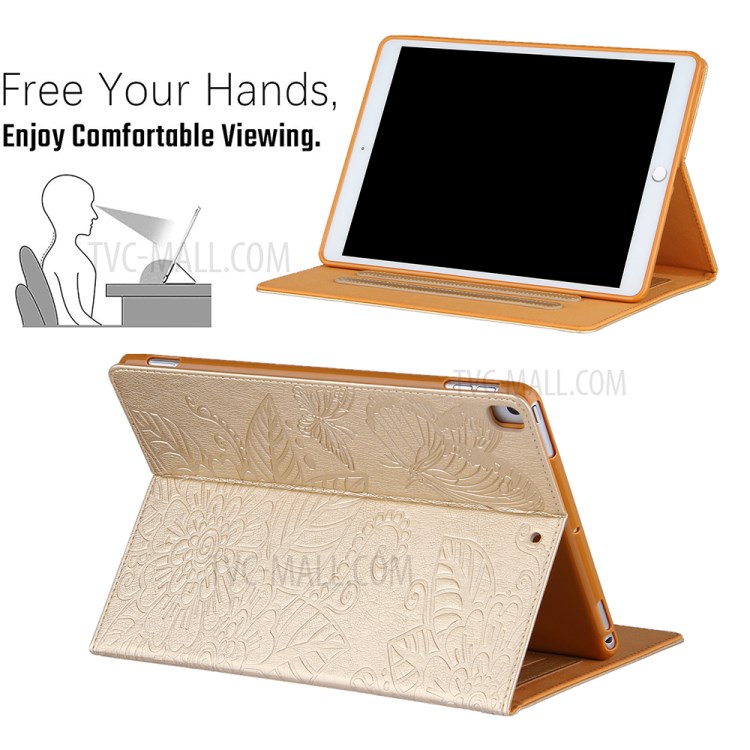 Pattern Imprinting Design Leather Tablet Protective Shell for iPad 10.2 (2019)/(2020)/Pro 10.5-inch (2017)/Air 10.5 inch (2019) - Gold-4