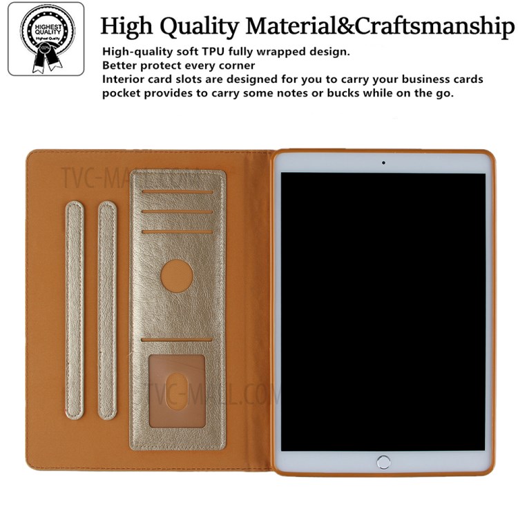 Pattern Imprinting Design Leather Tablet Protective Shell for iPad 10.2 (2019)/(2020)/Pro 10.5-inch (2017)/Air 10.5 inch (2019) - Gold-5