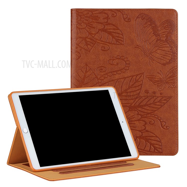 Full Protection Leather Tablet Protective Shell with Pattern Imprinting for iPad Air (2020)/Pro 11-inch (2018)/(2020) - Brown-1