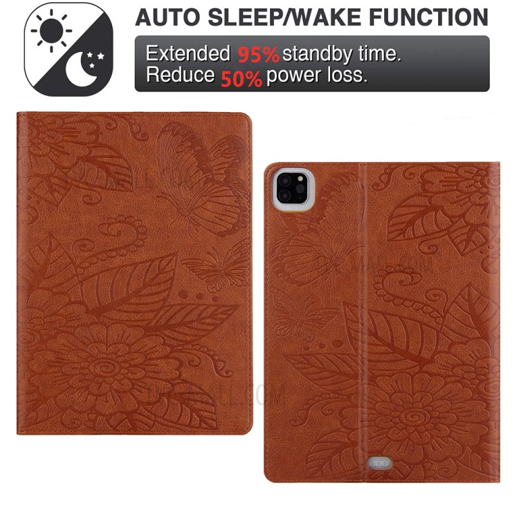 Full Protection Leather Tablet Protective Shell with Pattern Imprinting for iPad Air (2020)/Pro 11-inch (2018)/(2020) - Brown-3