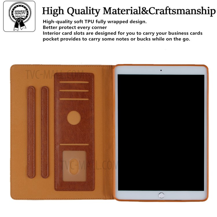 Full Protection Leather Tablet Protective Shell with Pattern Imprinting for iPad Air (2020)/Pro 11-inch (2018)/(2020) - Brown-5