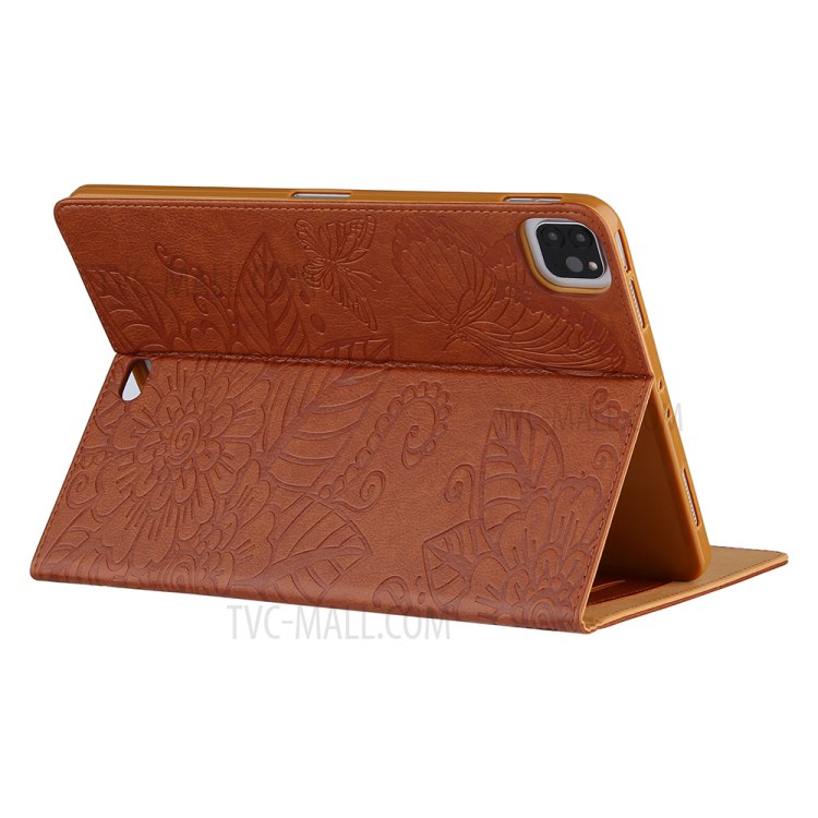 Full Protection Leather Tablet Protective Shell with Pattern Imprinting for iPad Air (2020)/Pro 11-inch (2018)/(2020) - Brown-9