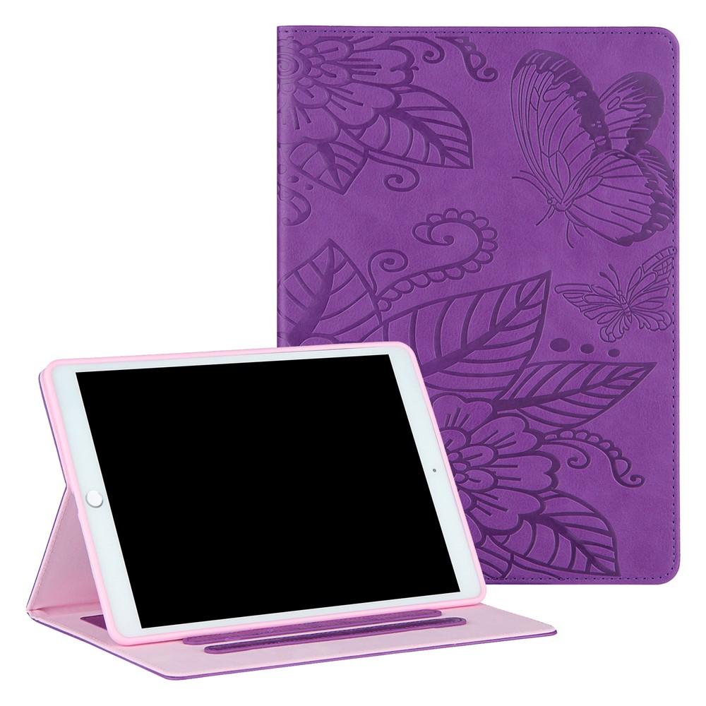 Full Protection Leather Tablet Protective Shell with Pattern Imprinting for iPad Air (2020)/Pro 11-inch (2018)/(2020) - Purple-1