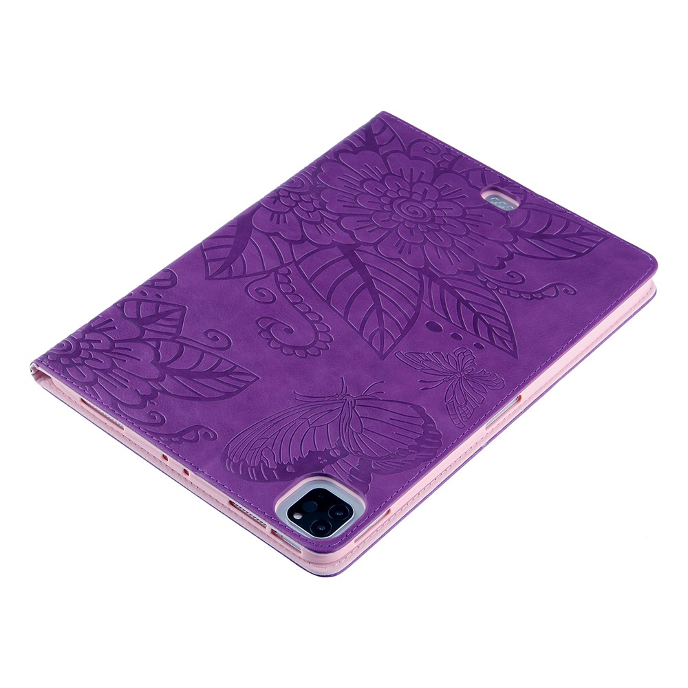 Full Protection Leather Tablet Protective Shell with Pattern Imprinting for iPad Air (2020)/Pro 11-inch (2018)/(2020) - Purple-12