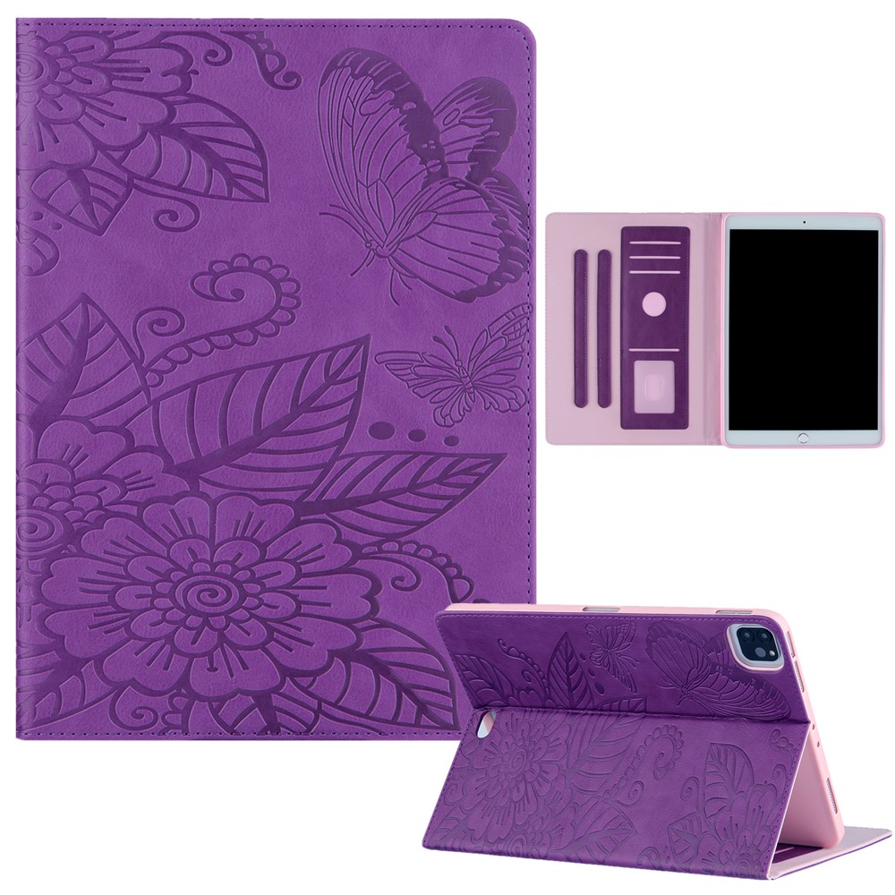 Full Protection Leather Tablet Protective Shell with Pattern Imprinting for iPad Air (2020)/Pro 11-inch (2018)/(2020) - Purple-13
