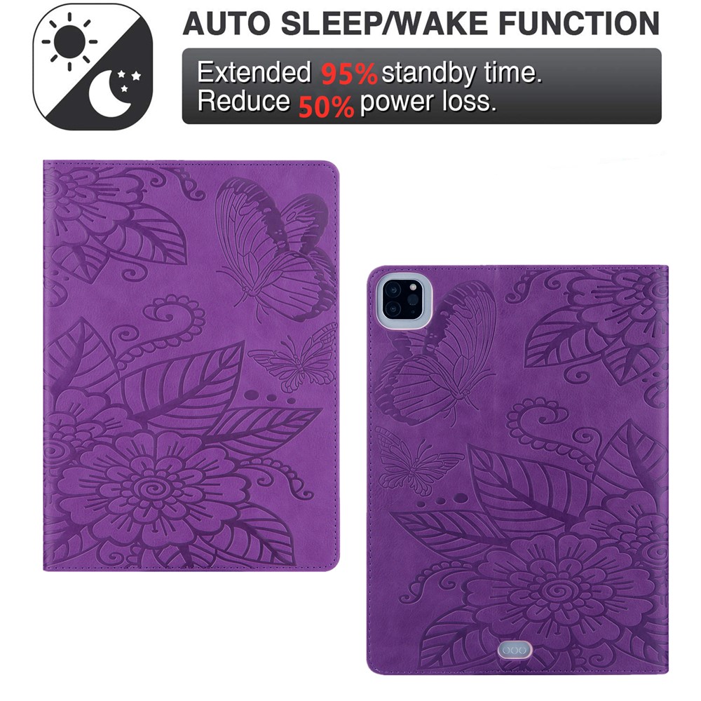 Full Protection Leather Tablet Protective Shell with Pattern Imprinting for iPad Air (2020)/Pro 11-inch (2018)/(2020) - Purple-3