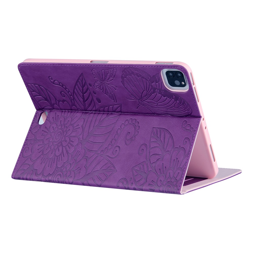 Full Protection Leather Tablet Protective Shell with Pattern Imprinting for iPad Air (2020)/Pro 11-inch (2018)/(2020) - Purple-9