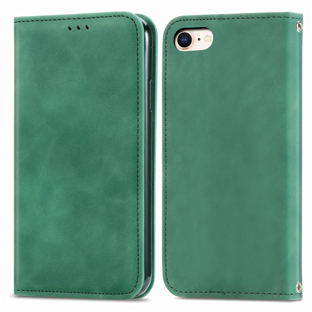 Auto-absorbed Vintage Skin Feeling PU Leather Phone Case for iPhone 6/7/8/SE (2nd Generation) - Green-1