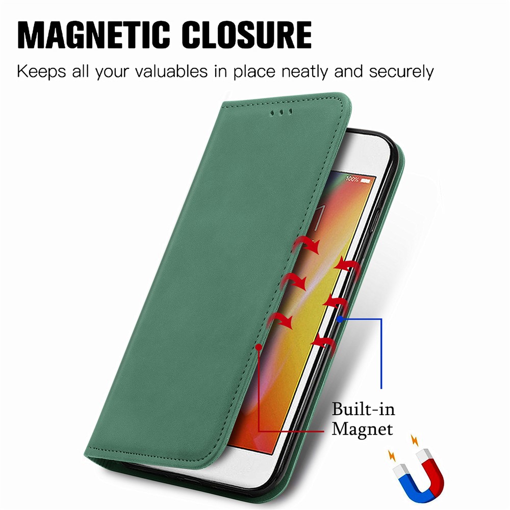 Auto-absorbed Vintage Skin Feeling PU Leather Phone Case for iPhone 6/7/8/SE (2nd Generation) - Green-4