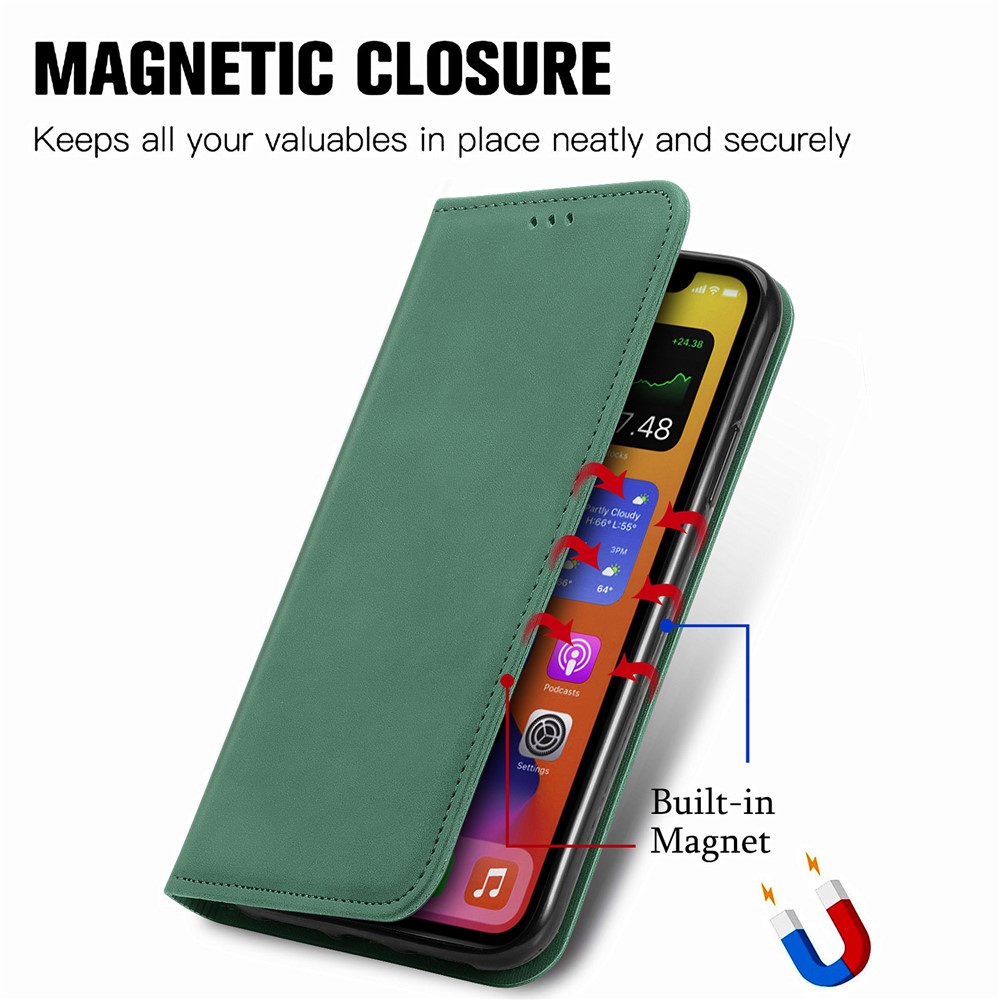 Spazzatura Vintage Automatica Con la Pelle di Pelle PU Custodia Per Iphone 11 6,1 Pollici - Verde