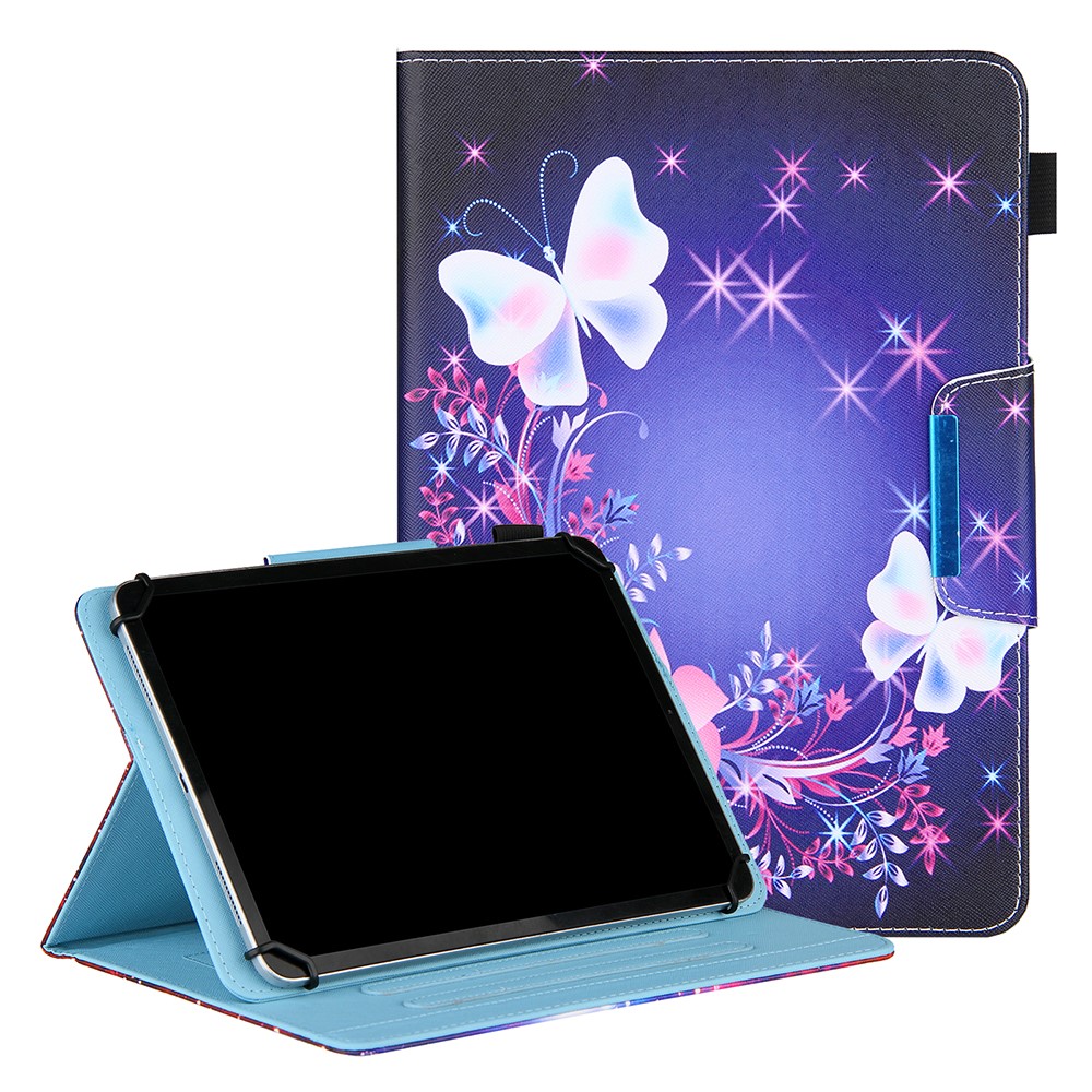 Pattern Printing Cross Texture Universal Leather Tablet Case for 7-inch Tablets - Butterfly and Flower-1