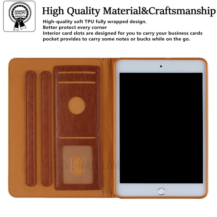 Pattern Imprinting Full Protection Leather Tablet Protective Shell for iPad Mini 1/2/3/4/(2019) 7.9 inch - Brown-5