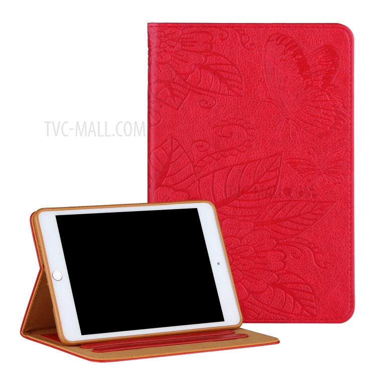 Pattern Imprinting Full Protection Leather Tablet Protective Shell for iPad Mini 1/2/3/4/(2019) 7.9 inch - Red-1