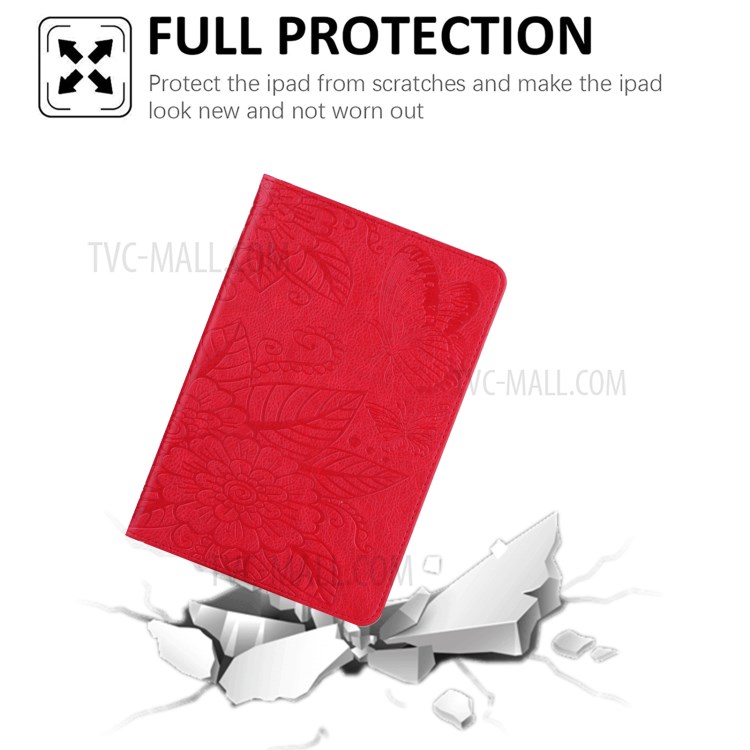 Pattern Imprinting Full Protection Leather Tablet Protective Shell for iPad Mini 1/2/3/4/(2019) 7.9 inch - Red-2