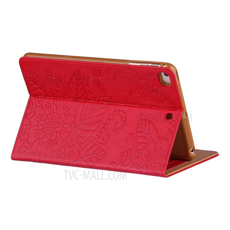 Pattern Imprinting Full Protection Leather Tablet Protective Shell for iPad Mini 1/2/3/4/(2019) 7.9 inch - Red-9