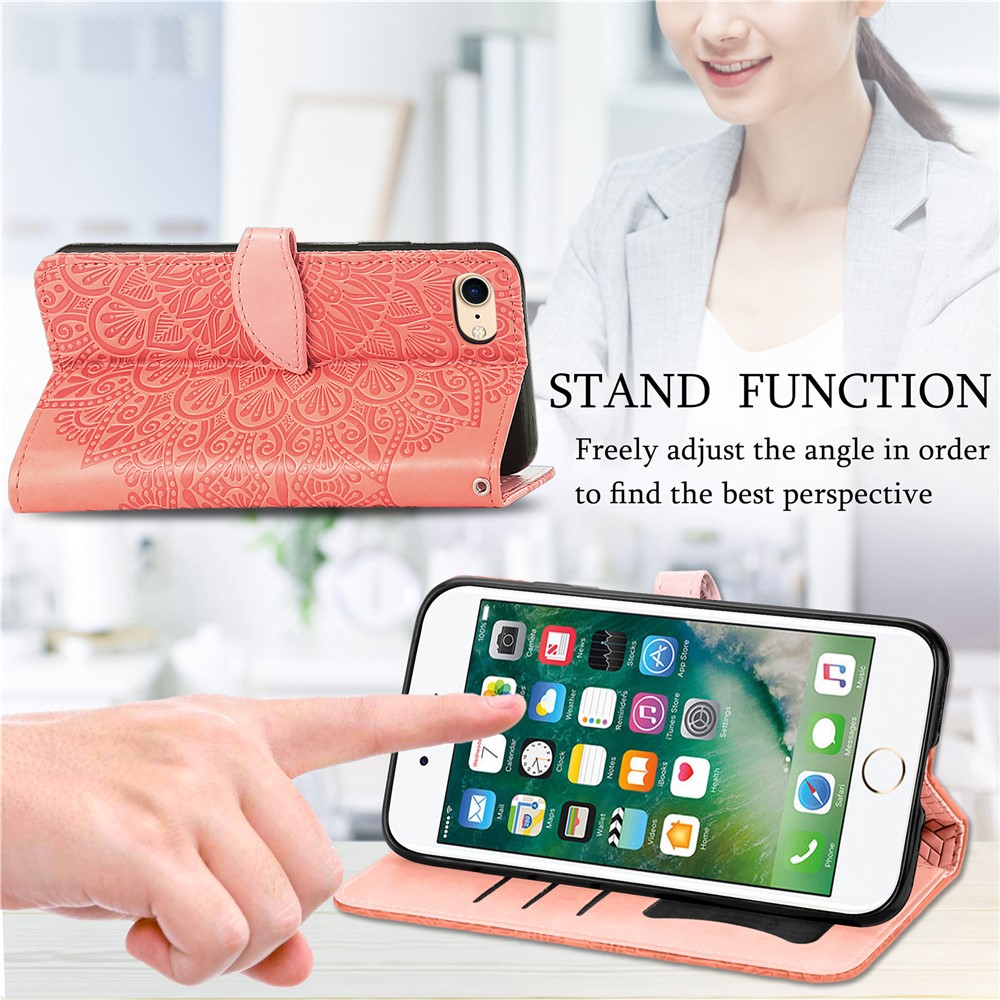 Wallet Design Traumflügel Mit Leder-Telefon-Shell-Abdeckung Mit Ständer Für IPhone 7 4,7 Zoll / 8 4,7 Zoll / SE (2. Generation) - Orange-2