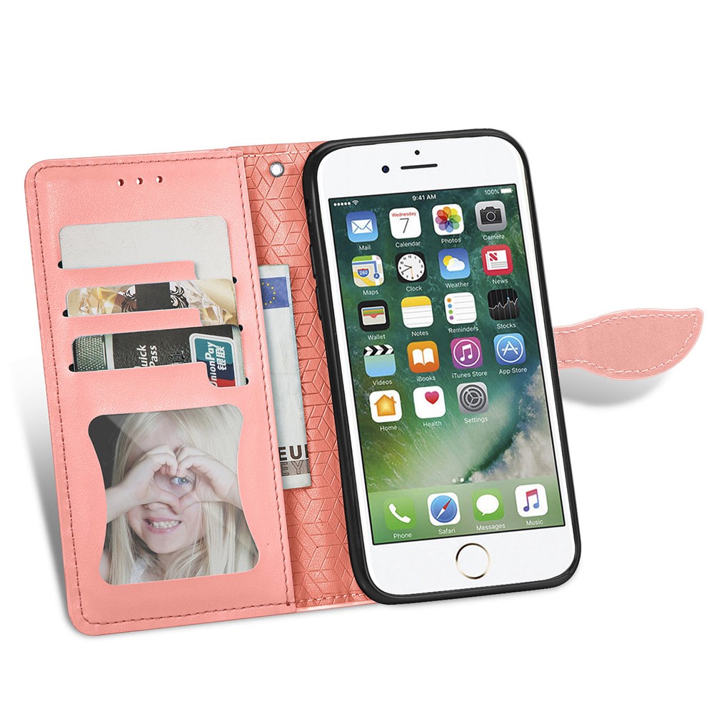Wallet Design Traumflügel Mit Leder-Telefon-Shell-Abdeckung Mit Ständer Für IPhone 7 4,7 Zoll / 8 4,7 Zoll / SE (2. Generation) - Orange-3
