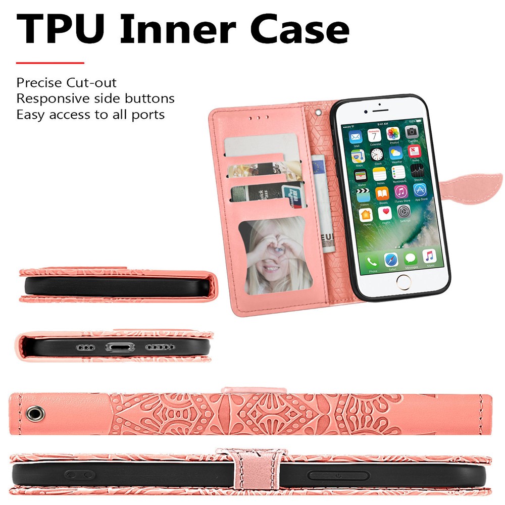Wallet Design Traumflügel Mit Leder-Telefon-Shell-Abdeckung Mit Ständer Für IPhone 7 4,7 Zoll / 8 4,7 Zoll / SE (2. Generation) - Orange-6