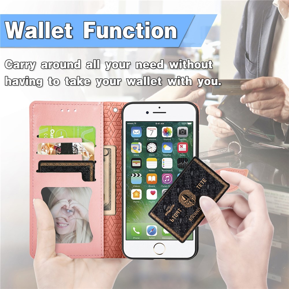 Wallet Design Traumflügel Mit Leder-Telefon-Shell-Abdeckung Mit Ständer Für IPhone 7 4,7 Zoll / 8 4,7 Zoll / SE (2. Generation) - Orange-7