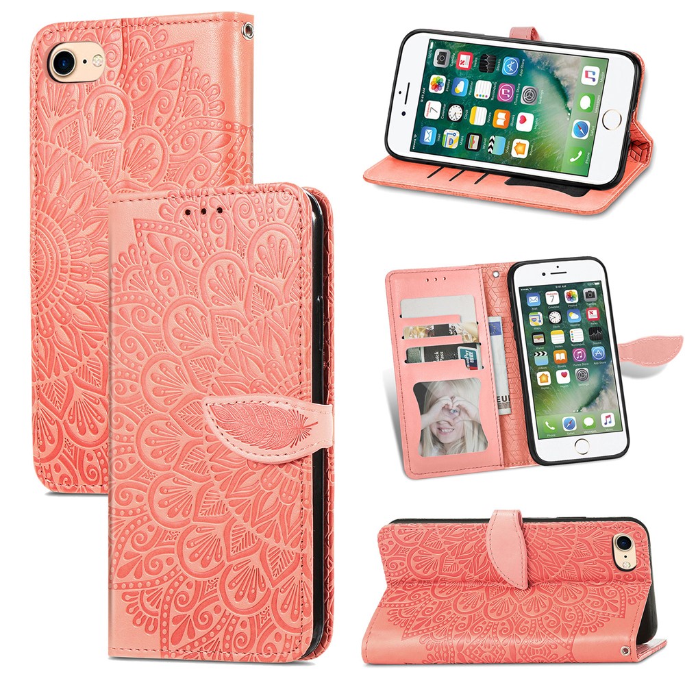 Wallet Design Traumflügel Mit Leder-Telefon-Shell-Abdeckung Mit Ständer Für IPhone 7 4,7 Zoll / 8 4,7 Zoll / SE (2. Generation) - Orange-9