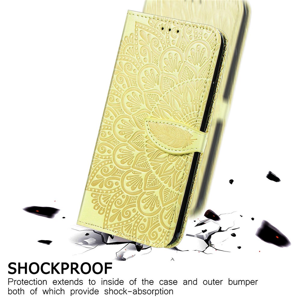 Wallet Design Dream Wings Imprinting Leather Phone Shell Cover with Stand for iPhone 7 4.7 inch/8 4.7 inch/SE (2nd Generation) - Yellow-4