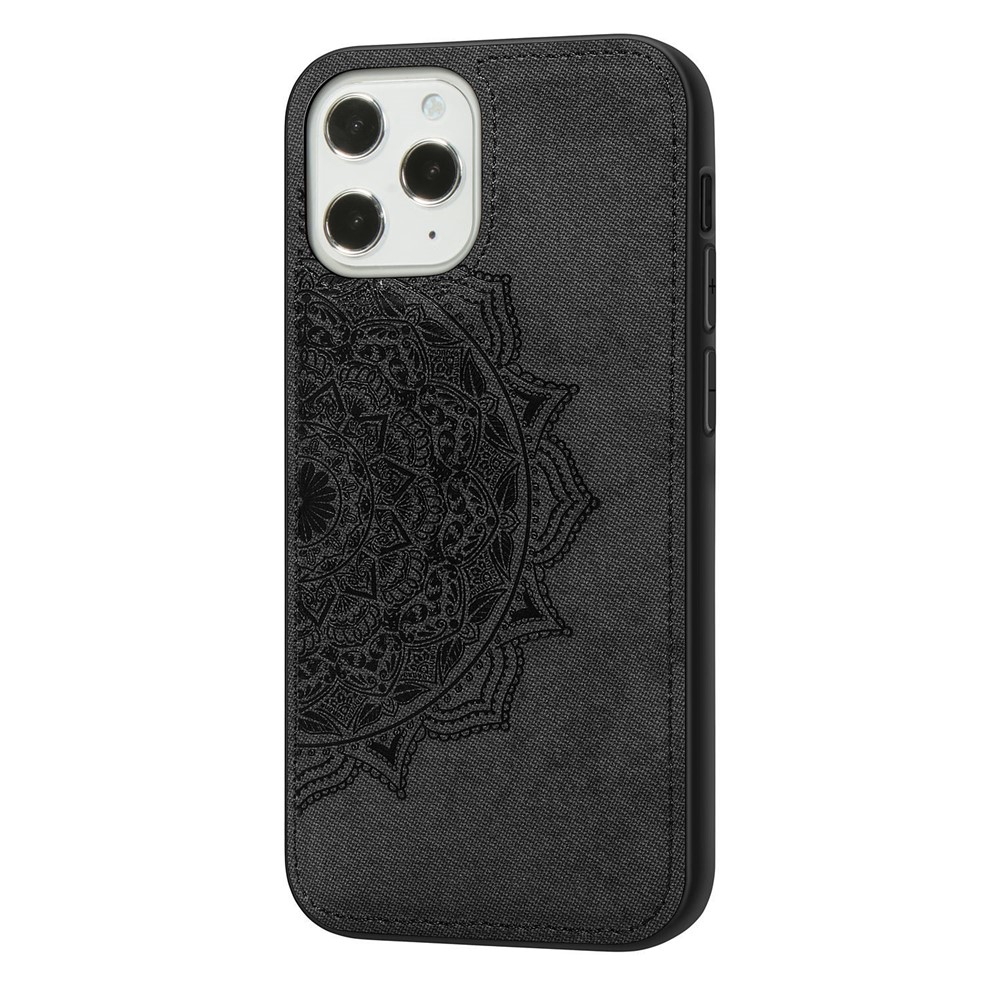 Etui De Couverture Pc + TPU Revêtement En Cuir De Fleur De Mandala Pour IPhone 12 Pro Max - Noir-1