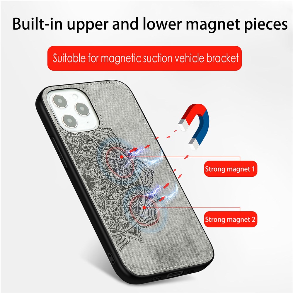 Etui De Couverture Pc + TPU Revêtement En Cuir De Fleur De Mandala Pour IPhone 12 Pro Max - Noir-10
