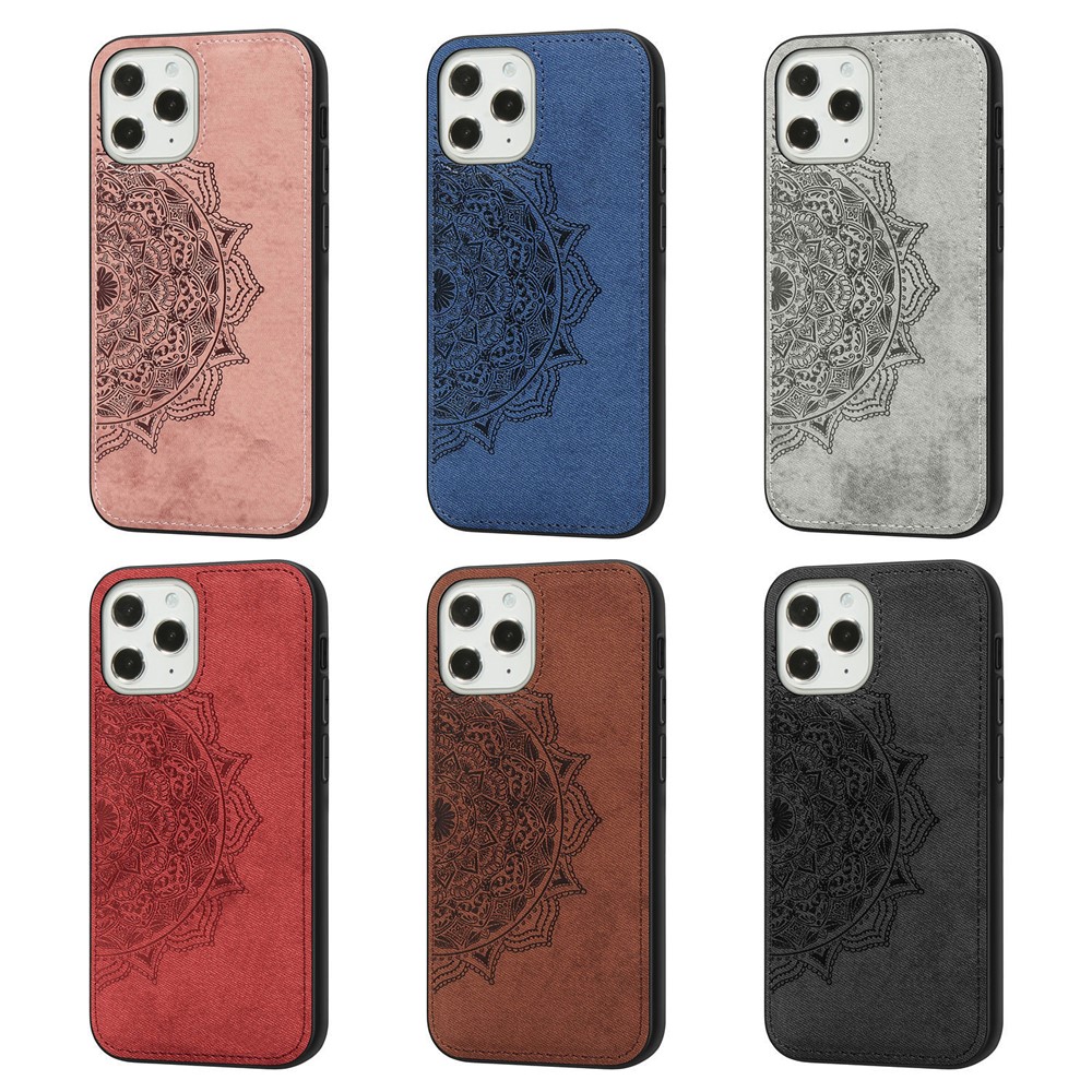 Etui De Couverture Pc + TPU Revêtement En Cuir De Fleur De Mandala Pour IPhone 12 Pro Max - Noir-12