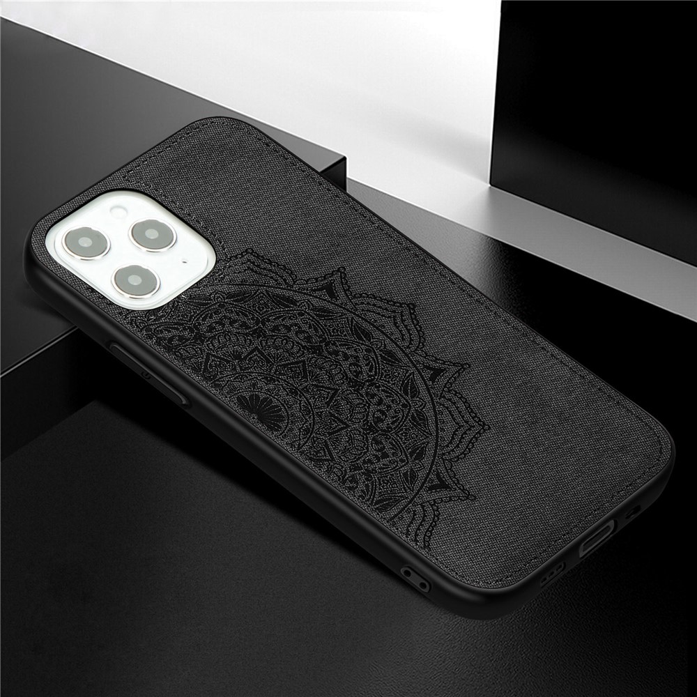 Etui De Couverture Pc + TPU Revêtement En Cuir De Fleur De Mandala Pour IPhone 12 Pro Max - Noir-3
