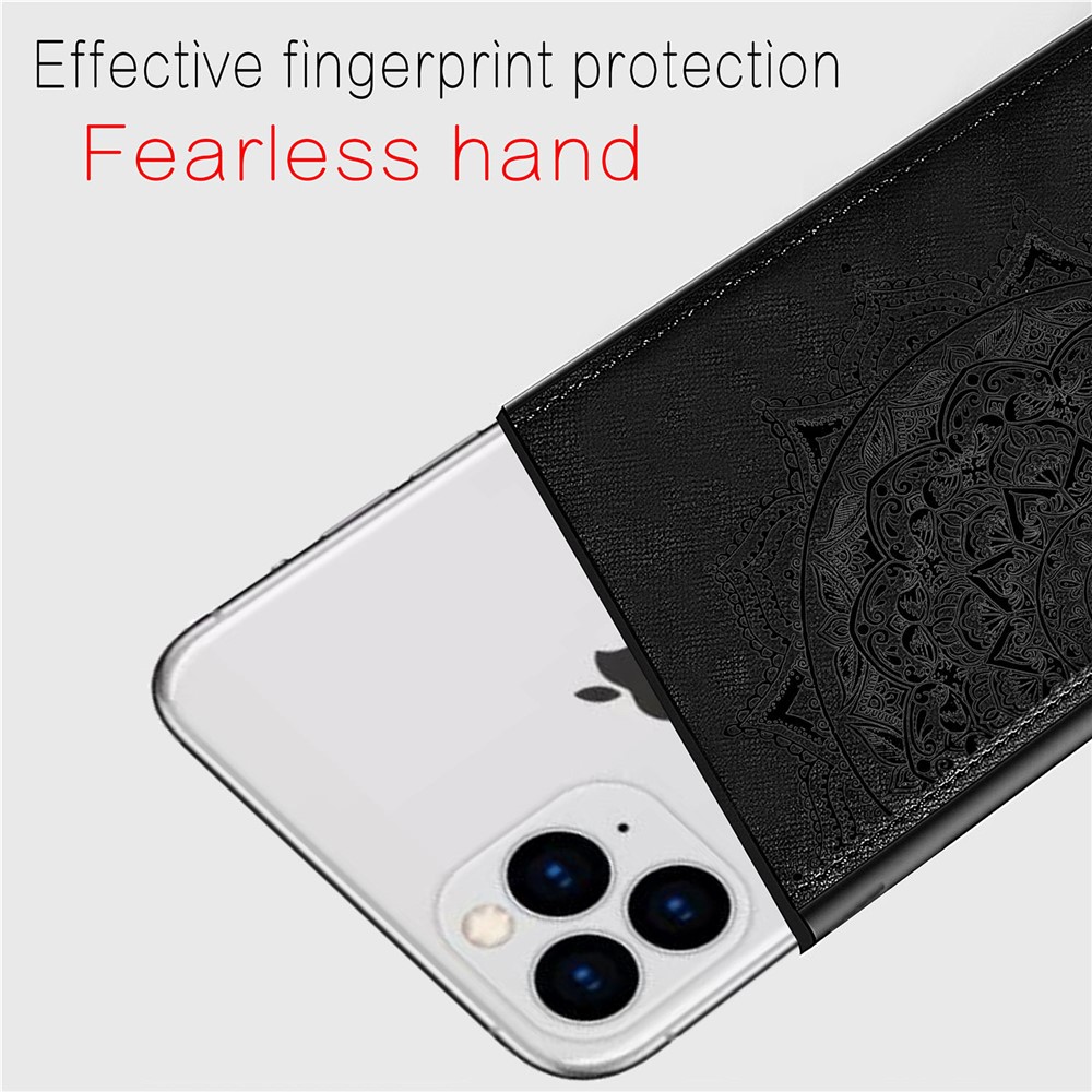 Etui De Couverture Pc + TPU Revêtement En Cuir De Fleur De Mandala Pour IPhone 12 Pro Max - Noir-6